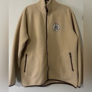 Just Peachy Oversized Fleece Sweater with Pockets and “Soft is Not Weak” Bear